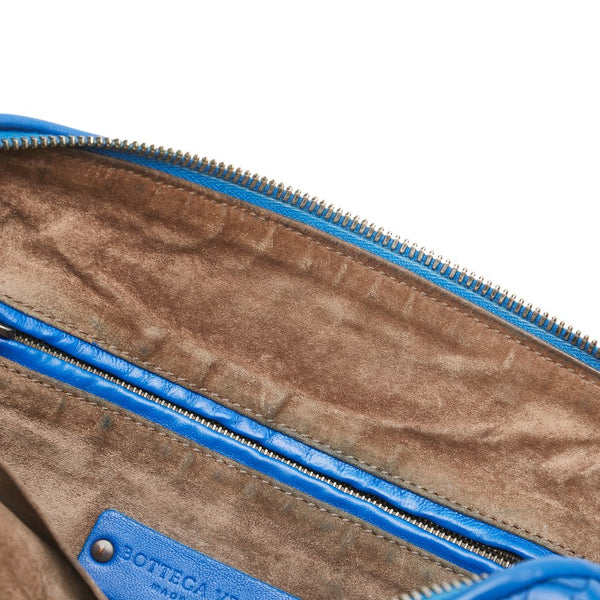 ボッテガヴェネタ イントレチャート 斜め掛け ショルダーバッグ ブルー レザー レディース BOTTEGAVENETA 【中古】