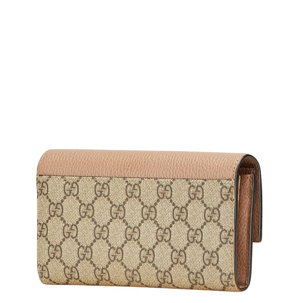 グッチ GGマーモント GGスプリーム 長財布 456116 ベージュ ピンクベージュ PVC レザー レディース GUCCI 【中古】
