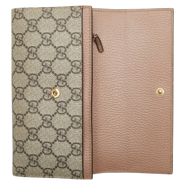 グッチ GGマーモント GGスプリーム 長財布 456116 ベージュ ピンクベージュ PVC レザー レディース GUCCI 【中古】