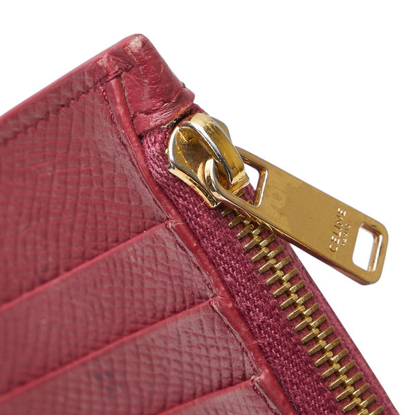 セリーヌ フラグメントケース カードケース ピンク ボルドー レザー レディース CELINE 【中古】