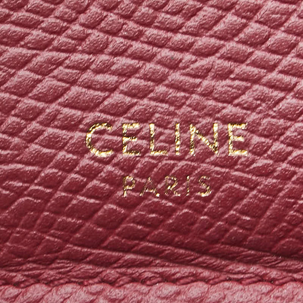 セリーヌ フラグメントケース カードケース ピンク ボルドー レザー レディース CELINE 【中古】