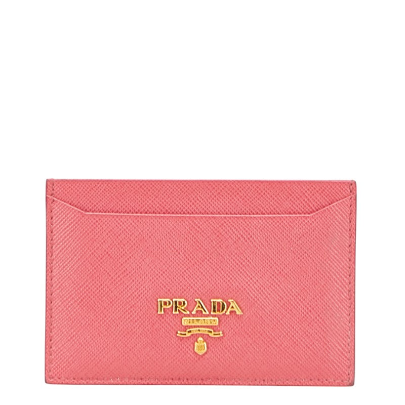 プラダ 名刺入れ カードケース 1M0208 ピンク レザー レディース PRADA 【中古】