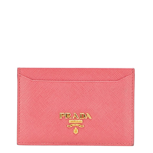 プラダ 名刺入れ カードケース 1M0208 ピンク レザー レディース PRADA 【中古】