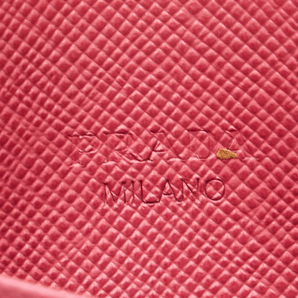 プラダ 名刺入れ カードケース 1M0208 ピンク レザー レディース PRADA 【中古】