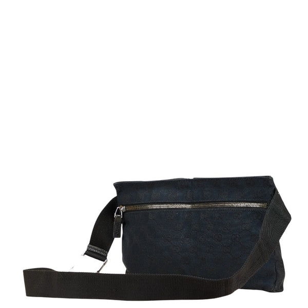 グッチ GGキャンバス ウエストバッグ ボディバッグ 28566 ブラック キャンバス レザー レディース GUCCI 【中古】