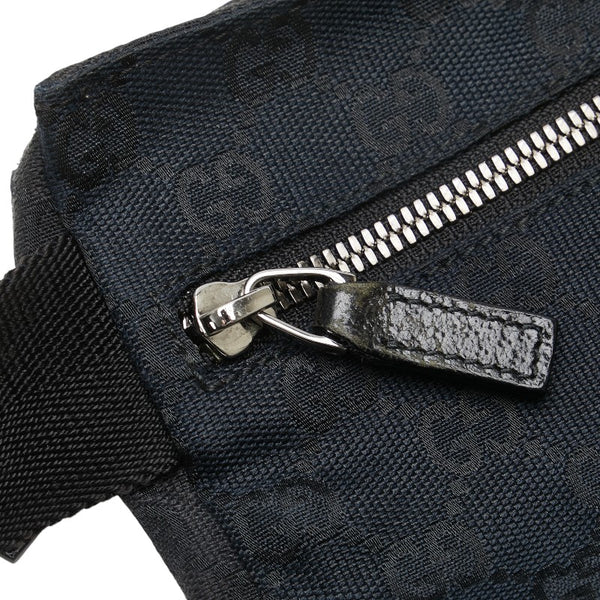 グッチ GGキャンバス ウエストバッグ ボディバッグ 28566 ブラック キャンバス レザー レディース GUCCI 【中古】