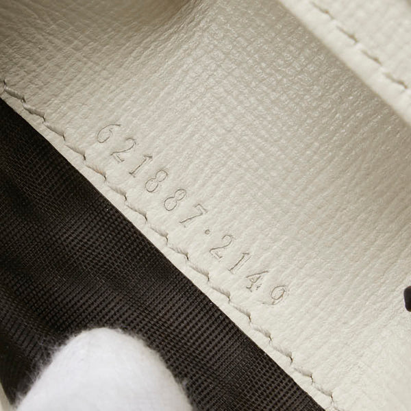 グッチ GGスプリーム ホースビット 二つ折り財布 621887 ベージュ ホワイト PVC レザー レディース GUCCI 【中古】