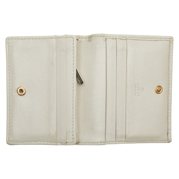 グッチ GGスプリーム ホースビット 二つ折り財布 621887 ベージュ ホワイト PVC レザー レディース GUCCI 【中古】