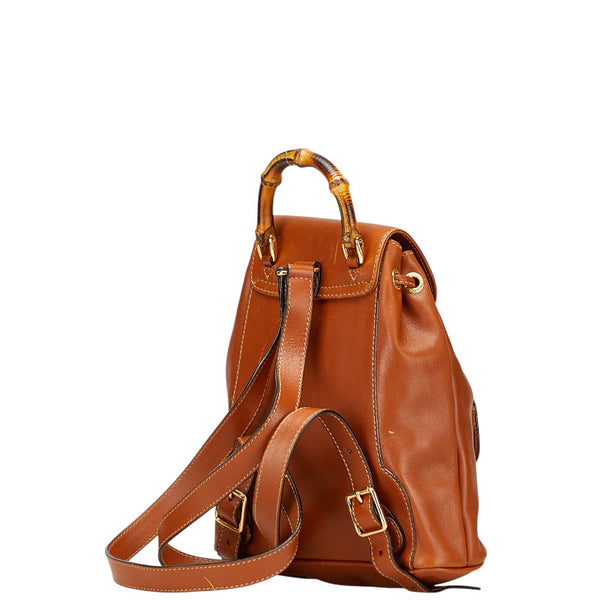 グッチ バンブー リュック バックパック 003 1998 0030 ブラウン レザー レディース GUCCI 【中古】