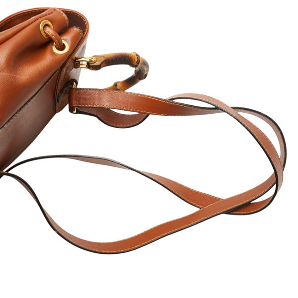 グッチ バンブー リュック バックパック 003 1998 0030 ブラウン レザー レディース GUCCI 【中古】