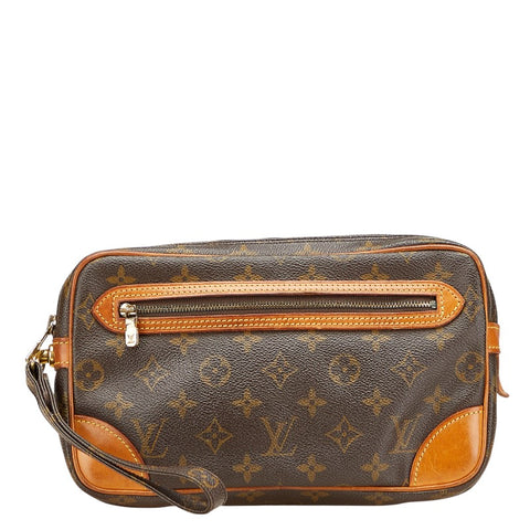 ルイ ヴィトン モノグラム マルリードラゴンヌGM セカンドバッグ M51825 ブラウン PVC レザー レディース LOUIS VUITTON 【中古】