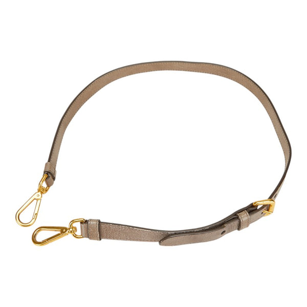 プラダ ショルダーストラップ グレー ゴールド レザー レディース PRADA 【中古】