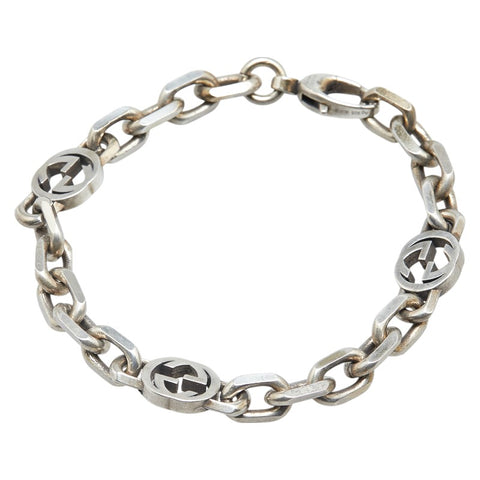 グッチ インターロッキングG ブレスレット #16 SV925 シルバー レディース GUCCI 【中古】