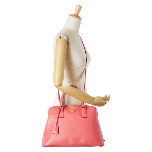プラダ 三角ロゴプレート ハンドバッグ ショルダーバッグ 2WAY ピンク サフィアーノ レザー レディース PRADA 【中古】