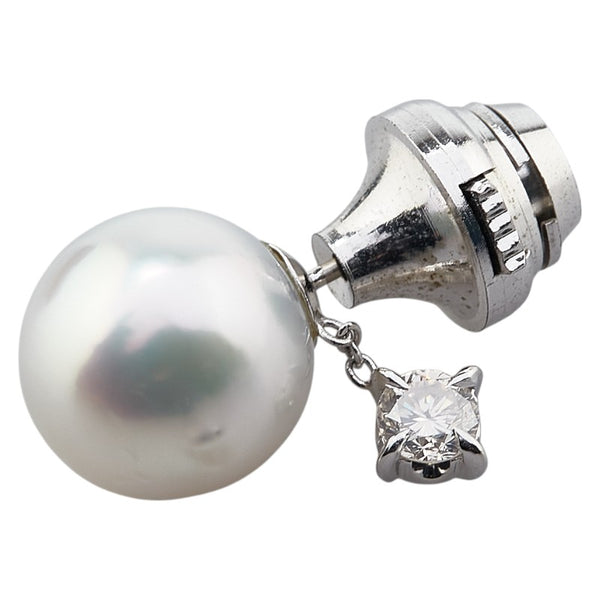 Pt プラチナ 白蝶真珠12.1ｍｍ ダイヤ0.30ct 1P タイピン メンズ 【中古】