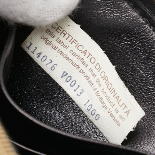 ボッテガヴェネタ イントレチャート ラウンドファスナー 長財布 ブラック レザー レディース BOTTEGAVENETA 【中古】
