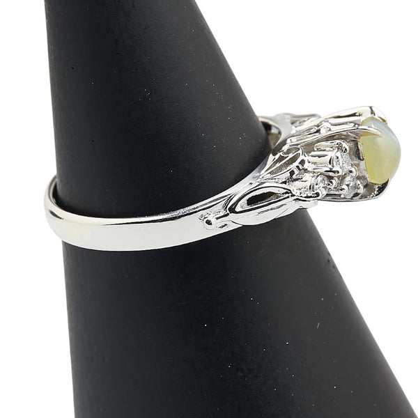 Pt900 プラチナ キャッツアイ0.56 ダイヤ0.12ct リング 指輪 レディース 11.5号 【中古】