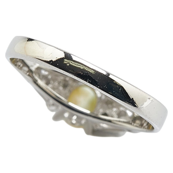 Pt900 プラチナ キャッツアイ0.56 ダイヤ0.12ct リング 指輪 レディース 11.5号 【中古】