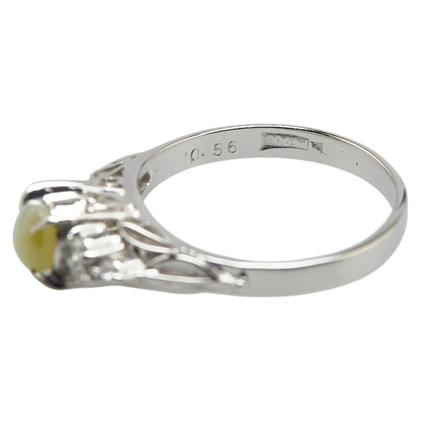 Pt900 プラチナ キャッツアイ0.56 ダイヤ0.12ct リング 指輪 レディース 11.5号 【中古】