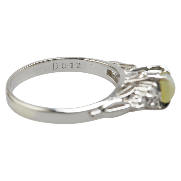 Pt900 プラチナ キャッツアイ0.56 ダイヤ0.12ct リング 指輪 レディース 11.5号 【中古】