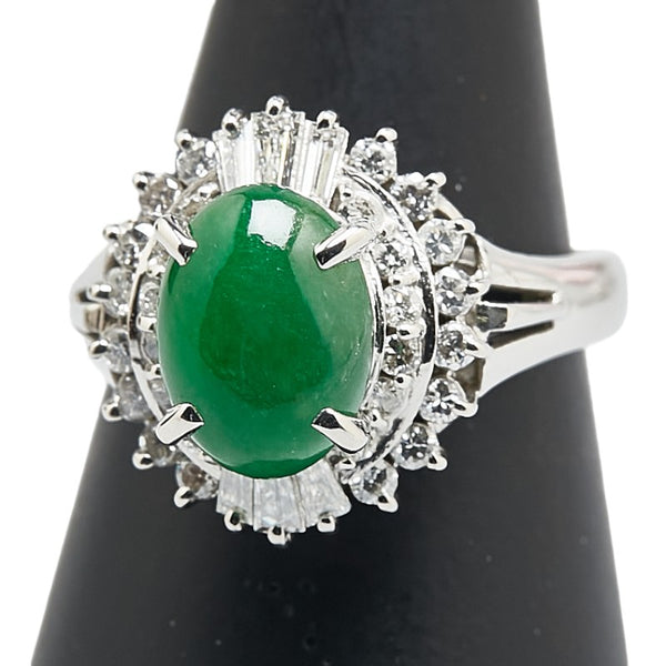 グリーン Pt900 プラチナ ヒスイ1.97ct ダイヤ0.66ct リング 指輪 レディース 12号 【中古】