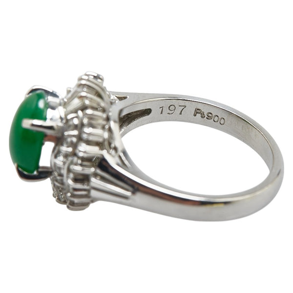 グリーン Pt900 プラチナ ヒスイ1.97ct ダイヤ0.66ct リング 指輪 レディース 12号 【中古】