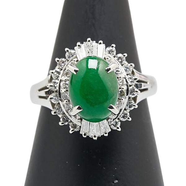 グリーン Pt900 プラチナ ヒスイ1.97ct ダイヤ0.66ct リング 指輪 レディース 12号 【中古】