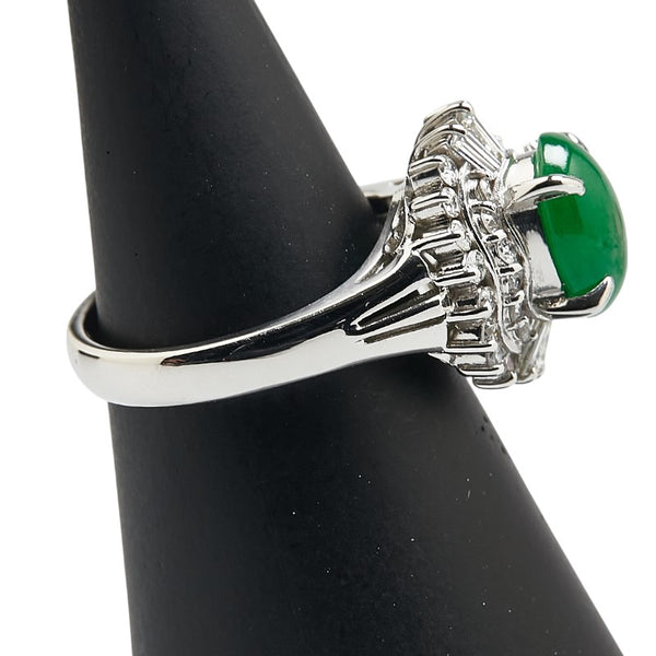 グリーン Pt900 プラチナ ヒスイ1.97ct ダイヤ0.66ct リング 指輪 レディース 12号 【中古】
