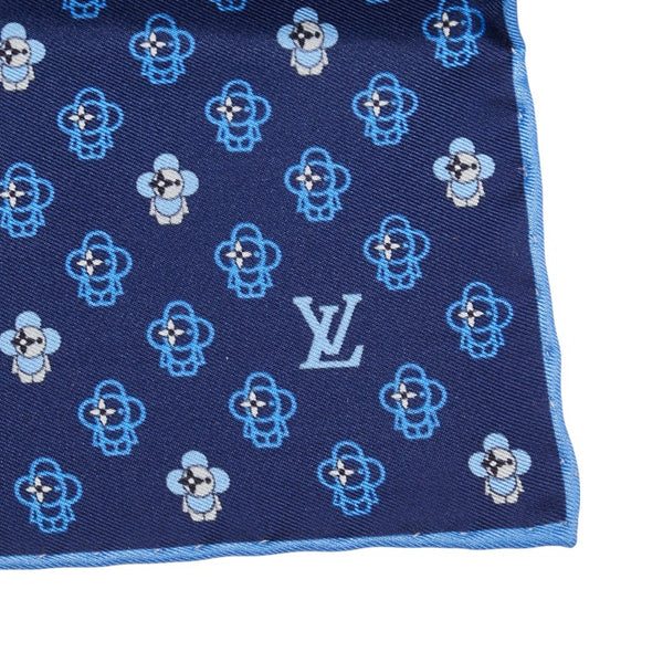 ルイ ヴィトン ポケットスクエア フル オブ ヴィヴィエンヌ スカーフ M79470 ネイビー シルク メンズ LOUIS VUITTON 【中古】