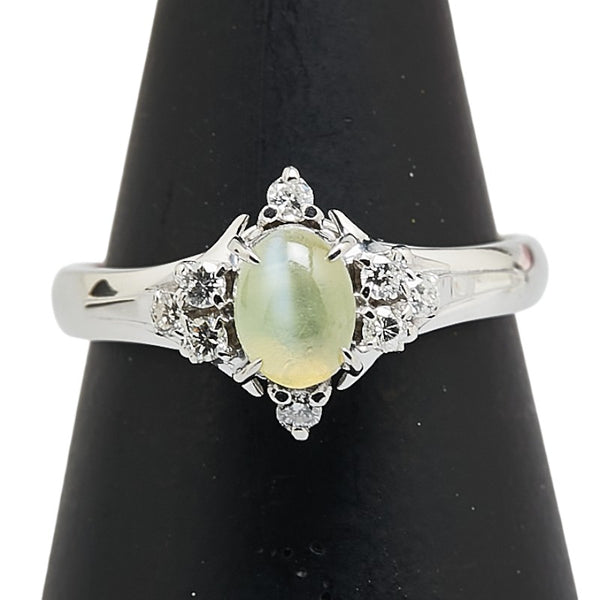 Pt900 プラチナ キャッツアイ0.85ct ダイヤ0.16ct リング 指輪 レディース 10.5号 【中古】