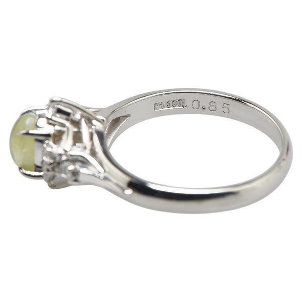 Pt900 プラチナ キャッツアイ0.85ct ダイヤ0.16ct リング 指輪 レディース 10.5号 【中古】