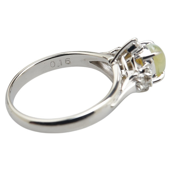 Pt900 プラチナ キャッツアイ0.85ct ダイヤ0.16ct リング 指輪 レディース 10.5号 【中古】