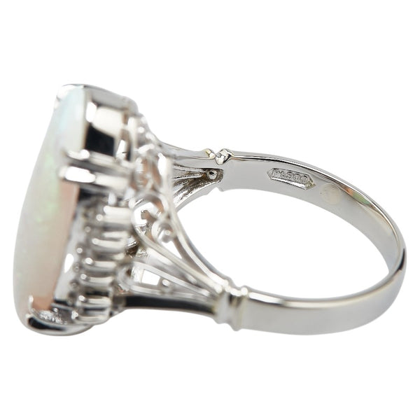 Pt900 プラチナ オパール ダイヤ0.20ct リング 指輪 レディース 13号 【中古】