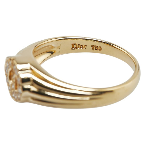 ディオール K18YG イエローゴールド ダイヤ CDロゴ リング 指輪 レディース Dior 11号 【中古】