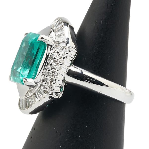 グリーン Pt900 プラチナ エメラルド5.00ct ダイヤ0.87ct リング 指輪 レディース 8号 【中古】