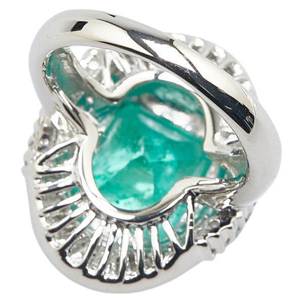グリーン Pt900 プラチナ エメラルド5.00ct ダイヤ0.87ct リング 指輪 レディース 8号 【中古】