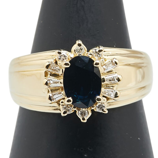 K18YG イエローゴールド サファイア1.04ct ダイヤ0.164ct リング 指輪 レディース 11.5号 【中古】