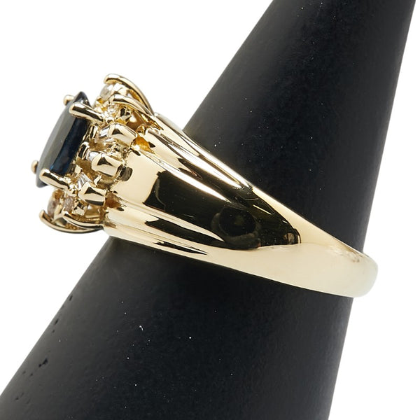 K18YG イエローゴールド サファイア1.04ct ダイヤ0.164ct リング 指輪 レディース 11.5号 【中古】