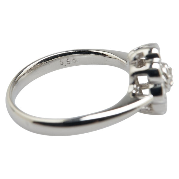 Pt900 プラチナ ダイヤ0.50ct 花 フラワー モチーフ リング 指輪 レディース 11.5号 【中古】