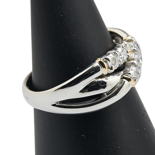 Pt900 プラチナ K18YG イエローゴールド コンビ ダイヤ0.50ct リング 指輪 レディース 12号 【中古】