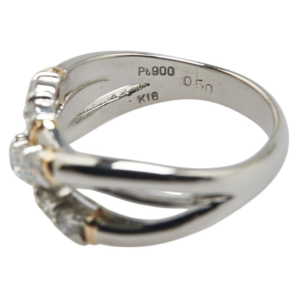 Pt900 プラチナ K18YG イエローゴールド コンビ ダイヤ0.50ct リング 指輪 レディース 12号 【中古】