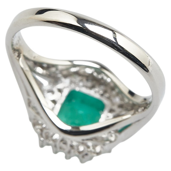 グリーン Pt900 プラチナ エメラルド1.03ct ダイヤ0.18ct リング 指輪 レディース 12号 【中古】