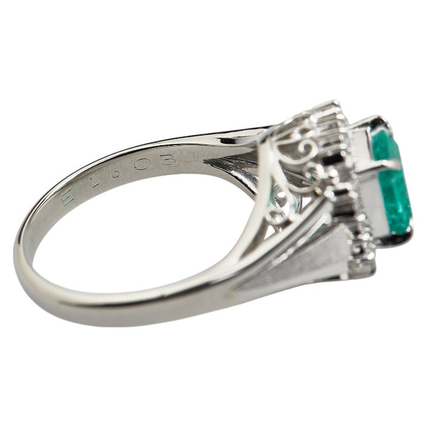 グリーン Pt900 プラチナ エメラルド1.03ct ダイヤ0.18ct リング 指輪 レディース 12号 【中古】