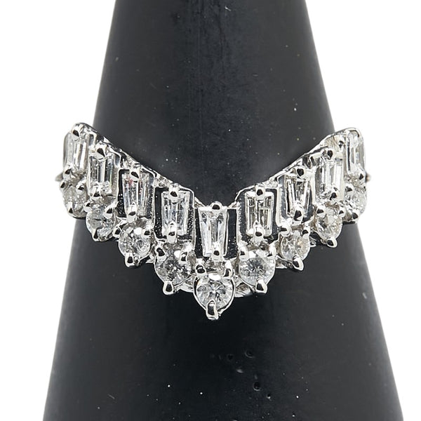 Pt900 プラチナ ダイヤ0.53ct V字 リング 指輪 レディース 12号 【中古】