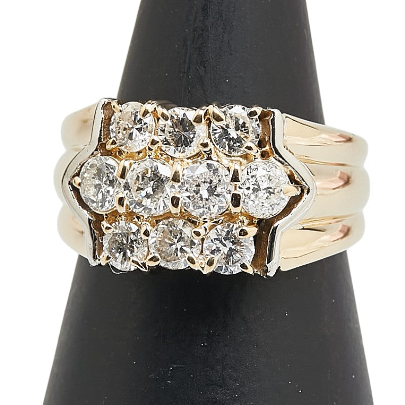 シルバー K18YG イエローゴールド Pt850 プラチナ コンビ ダイヤ1.16ct リング 指輪 レディース 8号 【中古】