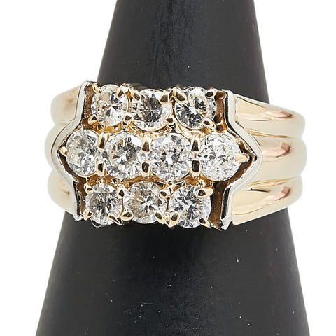 シルバー K18YG イエローゴールド Pt850 プラチナ コンビ ダイヤ1.16ct リング 指輪 レディース 8号 【中古】