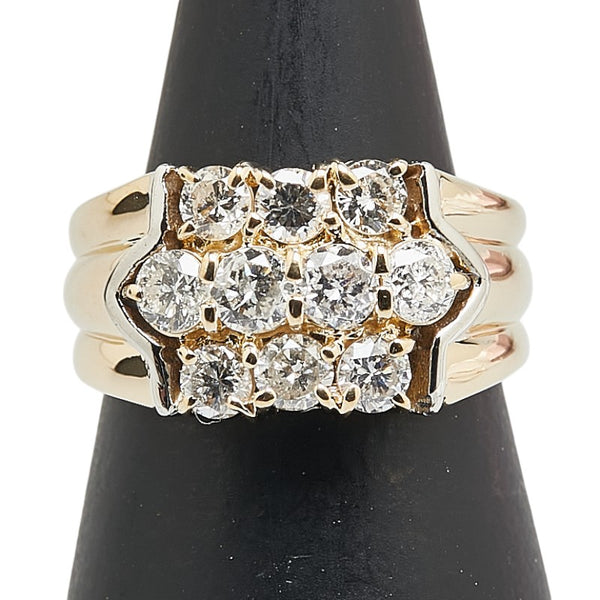 シルバー K18YG イエローゴールド Pt850 プラチナ コンビ ダイヤ1.16ct リング 指輪 レディース 8号 【中古】