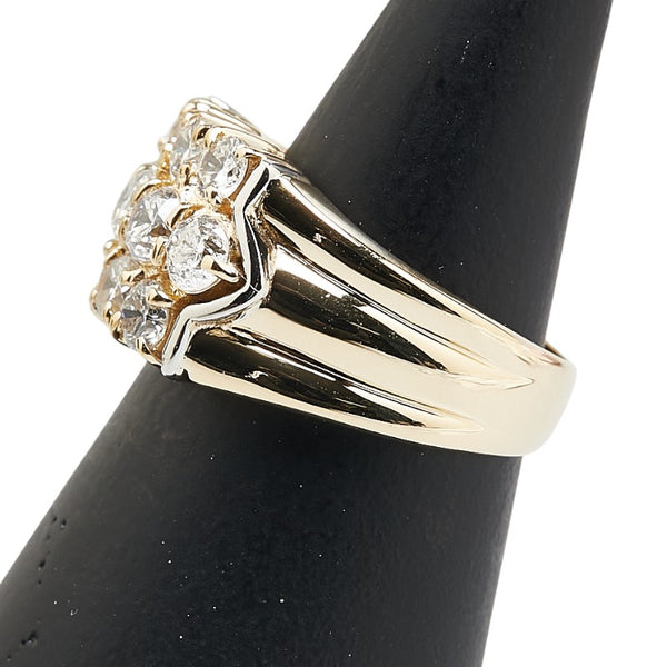 シルバー K18YG イエローゴールド Pt850 プラチナ コンビ ダイヤ1.16ct リング 指輪 レディース 8号 【中古】
