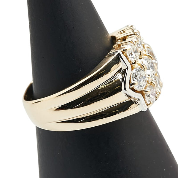 シルバー K18YG イエローゴールド Pt850 プラチナ コンビ ダイヤ1.16ct リング 指輪 レディース 8号 【中古】