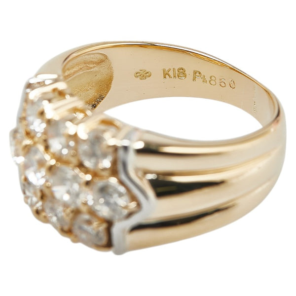 シルバー K18YG イエローゴールド Pt850 プラチナ コンビ ダイヤ1.16ct リング 指輪 レディース 8号 【中古】